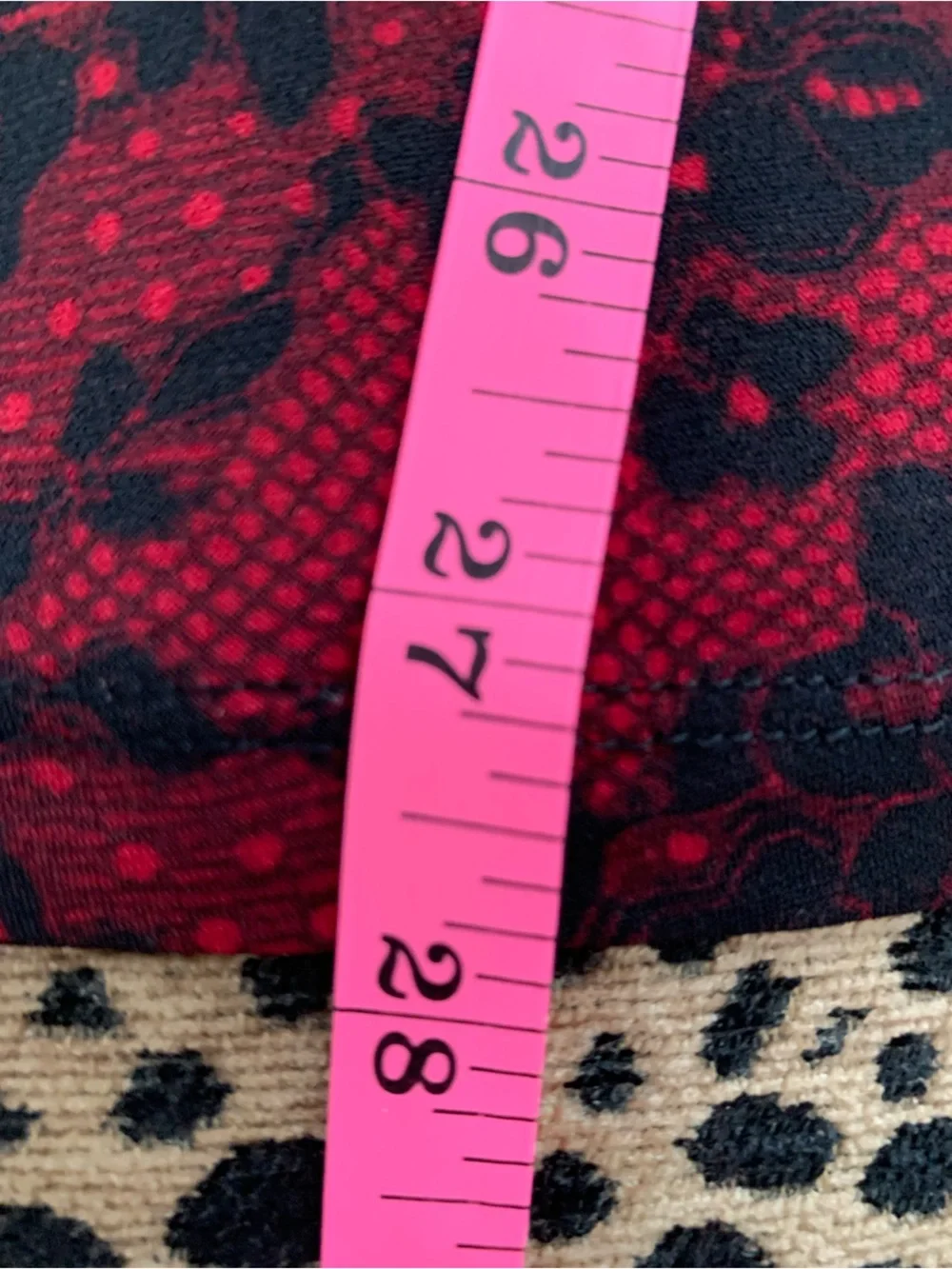Michael Kors Red and Black Lace-Print V-Neck Long-Sleeve Blouse